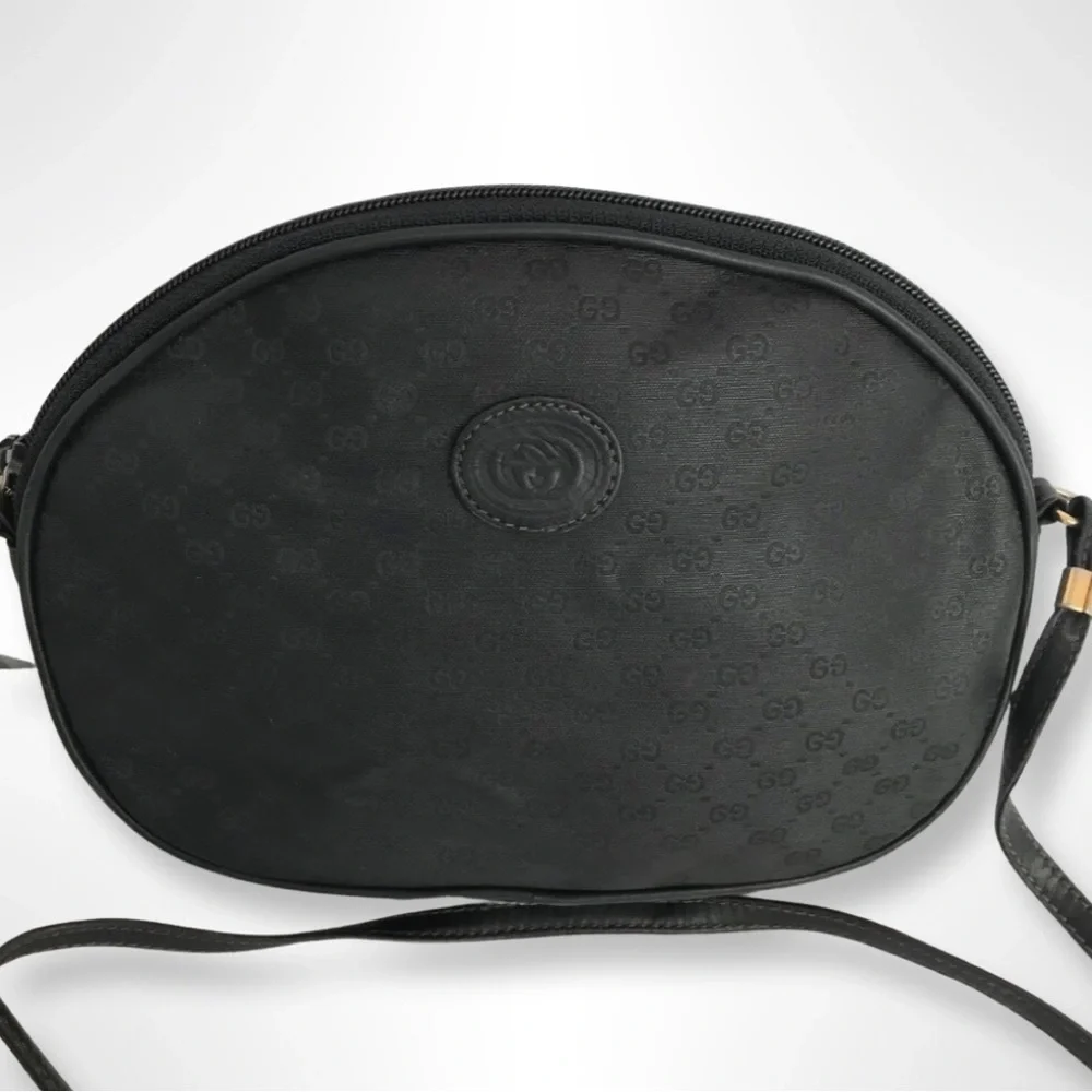 GUcci  GG Black Monogram Women Oval Canvas Vintage Shoulder/Crossbody Bag - Picture 2 of 6